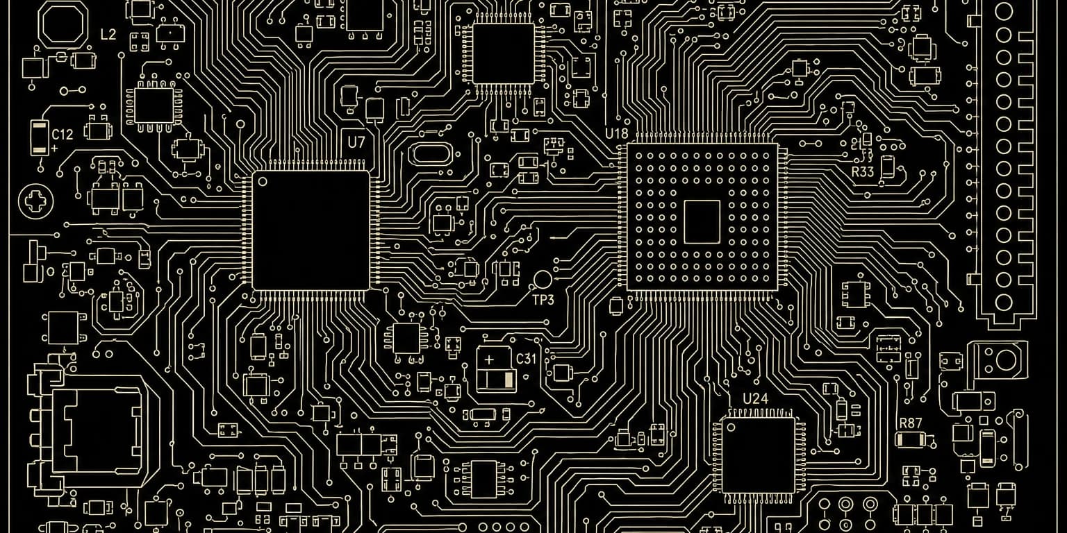 AI-generated footprint overlay on a populated circuit board showing pin mapping and part placement